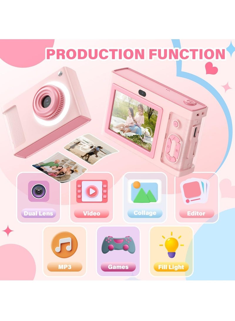 Kids Digital Camera with 32GB Card, 1080P Video, 4X Zoom, Anti-Shake, 2.4-Inch Screen, 32MP Compact Mini Point-and-Shoot, Perfect Gift for Teen Girls, Boys, and Adults - Pink. - Image 2