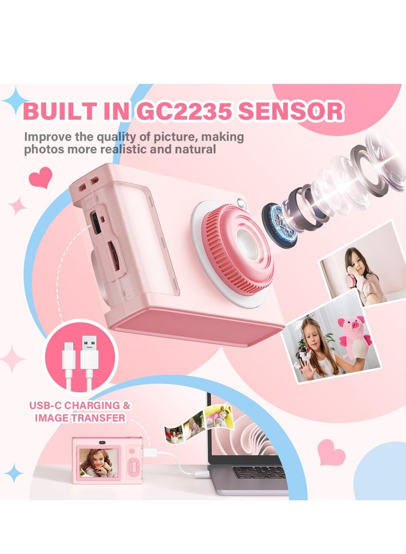 Kids Digital Camera with 32GB Card, 1080P Video, 4X Zoom, Anti-Shake, 2.4-Inch Screen, 32MP Compact Mini Point-and-Shoot, Perfect Gift for Teen Girls, Boys, and Adults - Pink. - Image 3