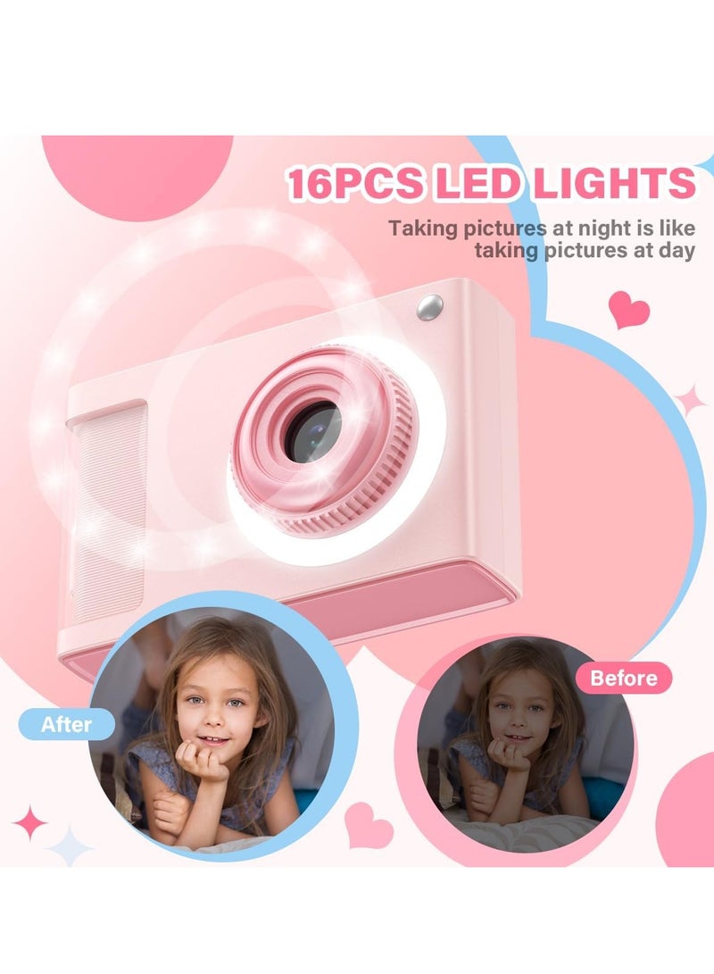 Kids Digital Camera with 32GB Card, 1080P Video, 4X Zoom, Anti-Shake, 2.4-Inch Screen, 32MP Compact Mini Point-and-Shoot, Perfect Gift for Teen Girls, Boys, and Adults - Pink. - Image 4