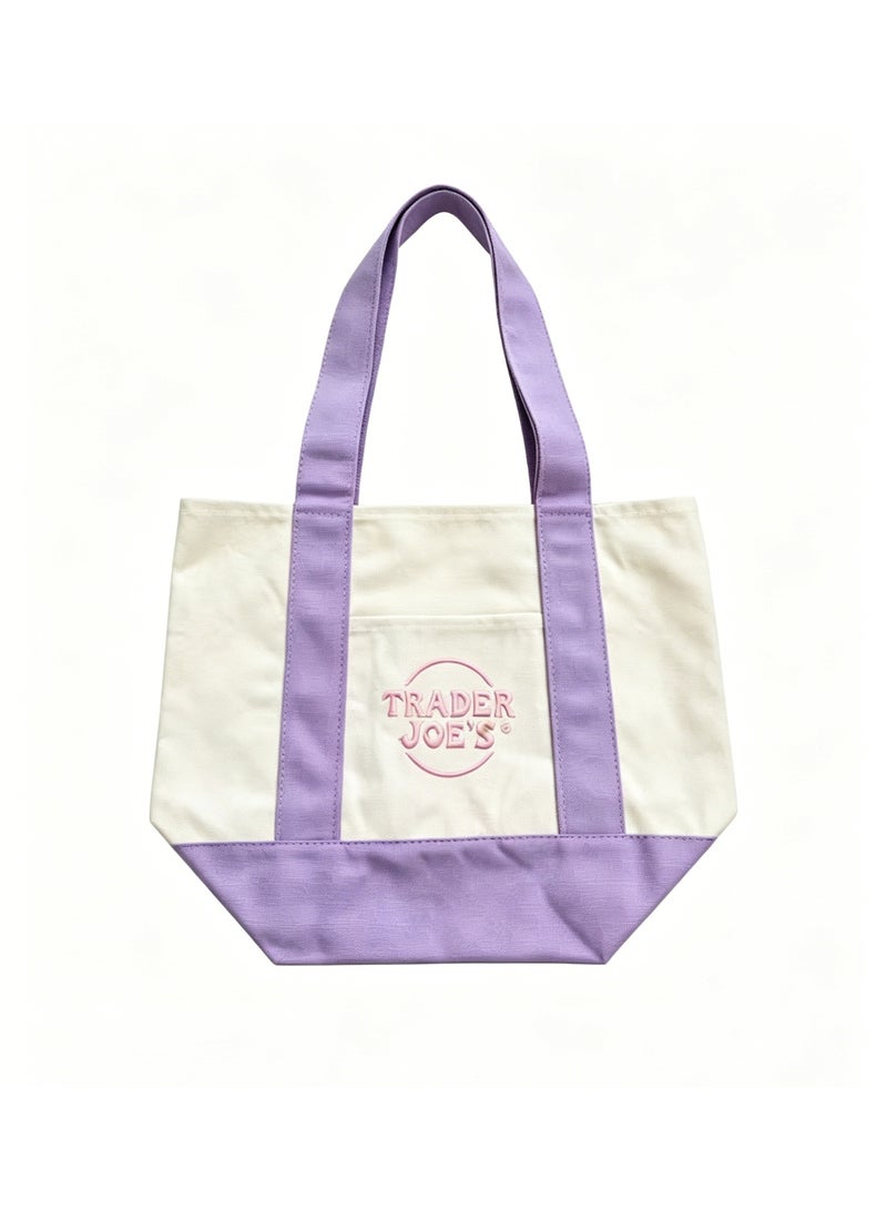 Trader Joe's Medium Canvas Tote Bag (Lavender Purple) - Image 1