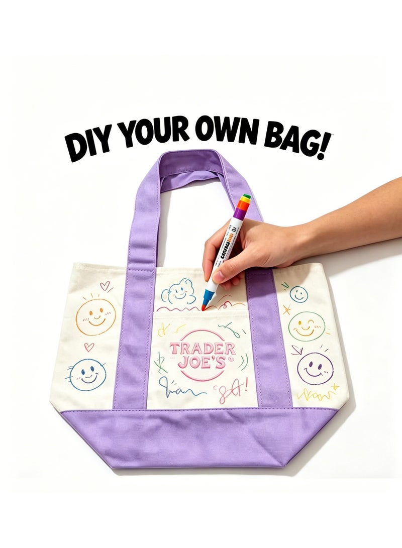 Trader Joe's Medium Canvas Tote Bag (Lavender Purple) - Image 2