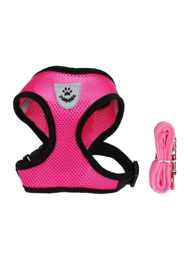 NIBEMINENT Pet Chest Strap Mesh Harness With Rope Pink/Black