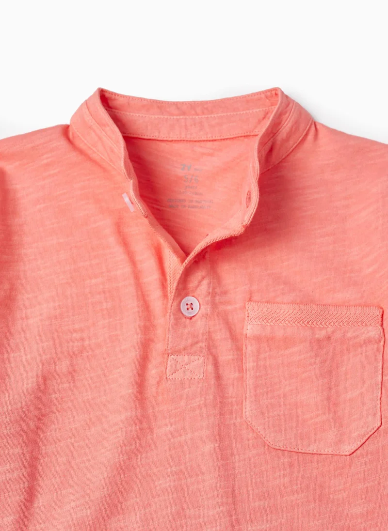 Zippy Zippy Cotton Jersey T-shirt with Mao Collar