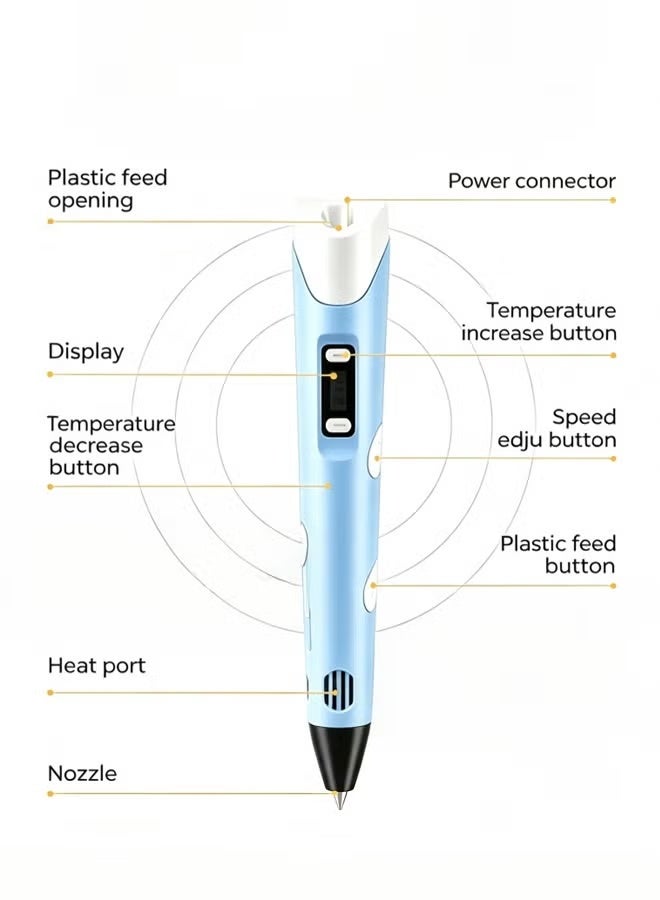 Comysubao 3D Printing Pen , 3D Drawing Pen with USB Charging, Creative Educational Toy for Children, Three-Dimensional Painting & Graffiti Pen, High-Temperature Modeling Craft Set, Creative Gift for Boys & Girls - Image 2