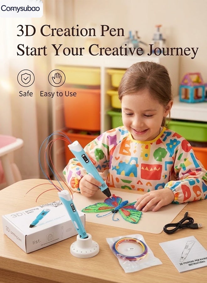 Comysubao 3D Printing Pen , 3D Drawing Pen with USB Charging, Creative Educational Toy for Children, Three-Dimensional Painting & Graffiti Pen, High-Temperature Modeling Craft Set, Creative Gift for Boys & Girls - Image 1