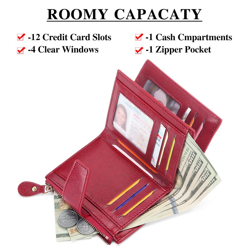 Women's Soft Leather Tri-fold Wallet with Anti-theft - Image 4
