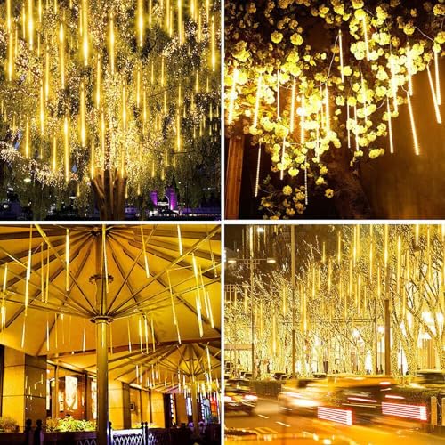 Litehom Rain Drop LED Meteor Shower 192 LEDs 8 Tubes (11.8") | Icicle Falling Effect for Diwali, Christmas, New Year, Home & Outdoor Decoration, Balcony, Tree, Party Decor (Warm-White) - Image 5