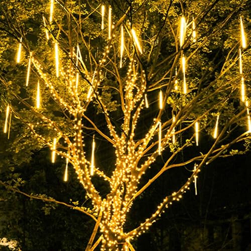 Litehom Rain Drop LED Meteor Shower 192 LEDs 8 Tubes (11.8") | Icicle Falling Effect for Diwali, Christmas, New Year, Home & Outdoor Decoration, Balcony, Tree, Party Decor (Warm-White) - Image 4