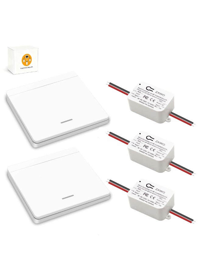 ذكي RF433 مفتاح ضوء لاسلكي 30 متر اختراق الجدار 500000 نقرة عمر البطارية مدعومة مفتاح التحكم عن بعد للمكتب المنزلي مزرعة لا يلزم الأسلاك - Image 1