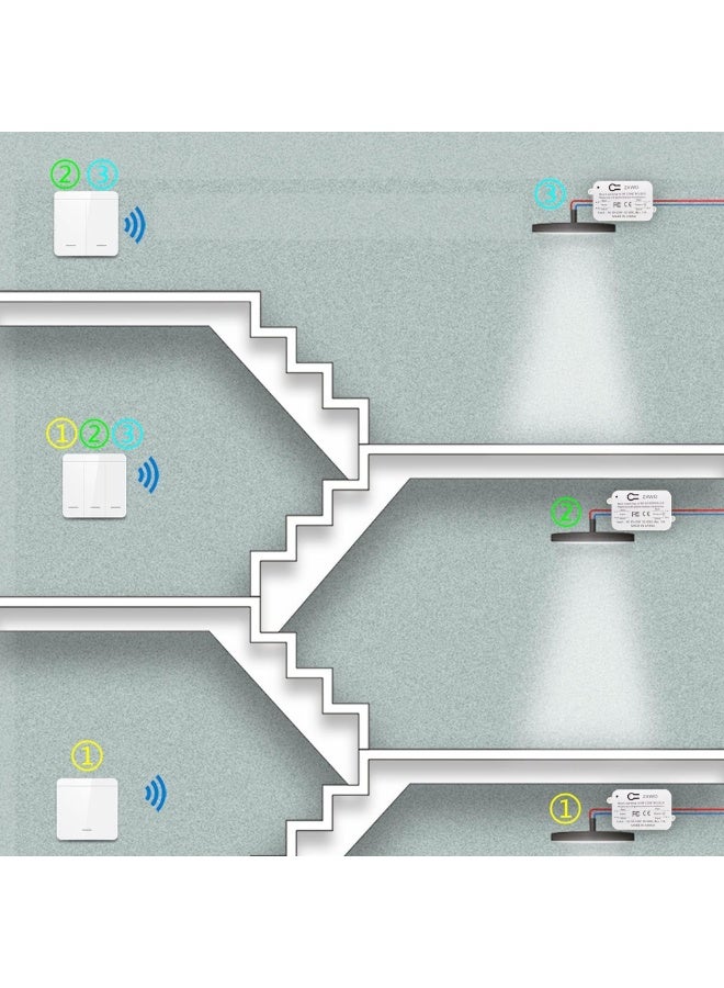 ذكي RF433 مفتاح ضوء لاسلكي 30 متر اختراق الجدار 500000 نقرة عمر البطارية مدعومة مفتاح التحكم عن بعد للمكتب المنزلي مزرعة لا يلزم الأسلاك - Image 2