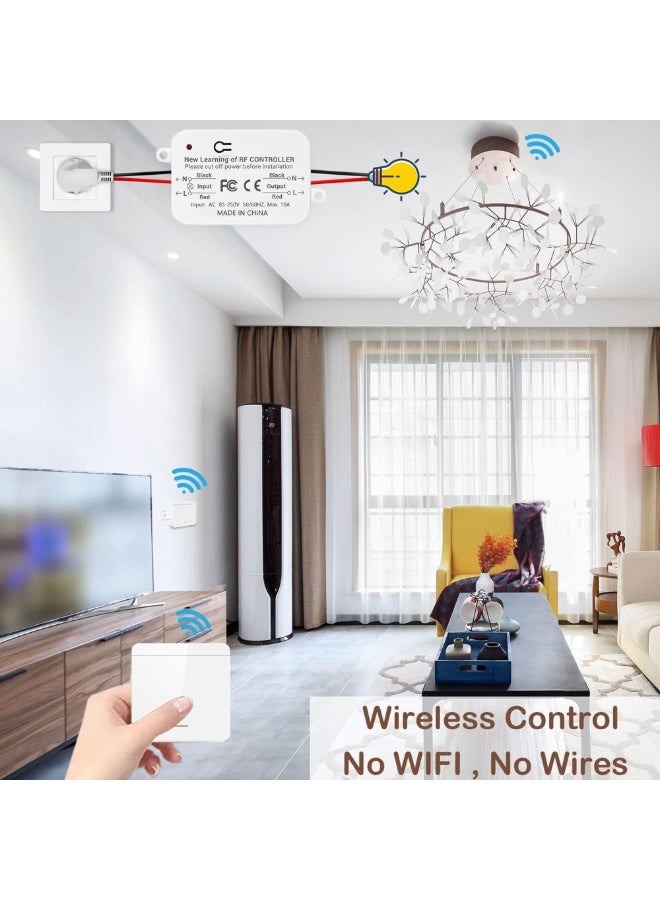 ذكي RF433 مفتاح ضوء لاسلكي 30 متر اختراق الجدار 500000 نقرة عمر البطارية مدعومة مفتاح التحكم عن بعد للمكتب المنزلي مزرعة لا يلزم الأسلاك - Image 4