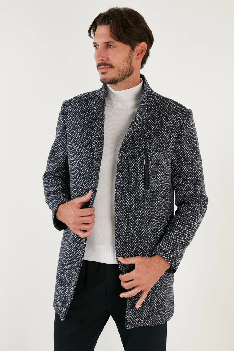 Buratti Buttoned Stand Collar Melted Slim Fit Cashew Coat Men's Coat 5841016