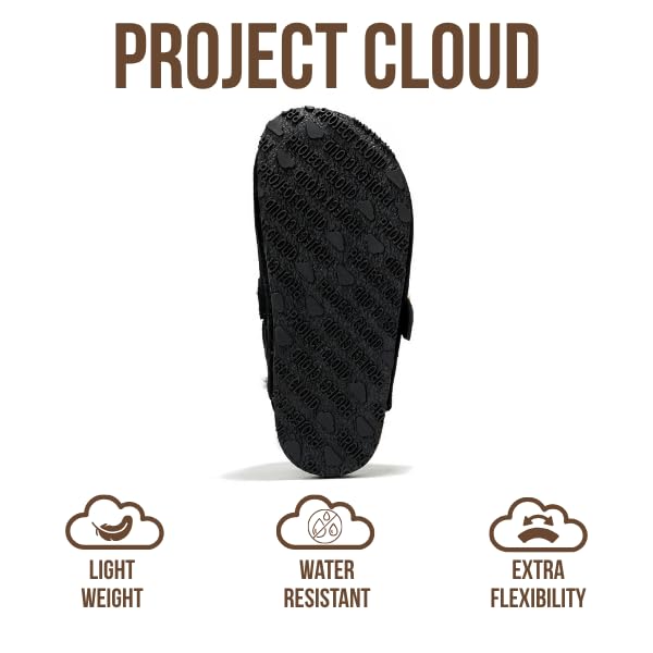 Project Cloud 100% Genuine Leather Kids Clogs with Natural Cork Footbed & Memory Foam Insole Arch Support - Non-Slip Clogs for Kids - Slippers Sandals for Boys & Girls Footwear(Jeanna, Black, 13) - Image 5