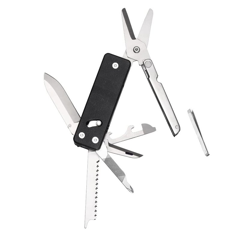 ROXON KS2 Elite D2 Blade 13 in 1 Mini Multi Tool function pocket knife with big scissor, G10 handle and Pocket clip, good for Camping/Backpacking/Emergencies/EDC Multitool (D2 Steel Blade) - Image 1