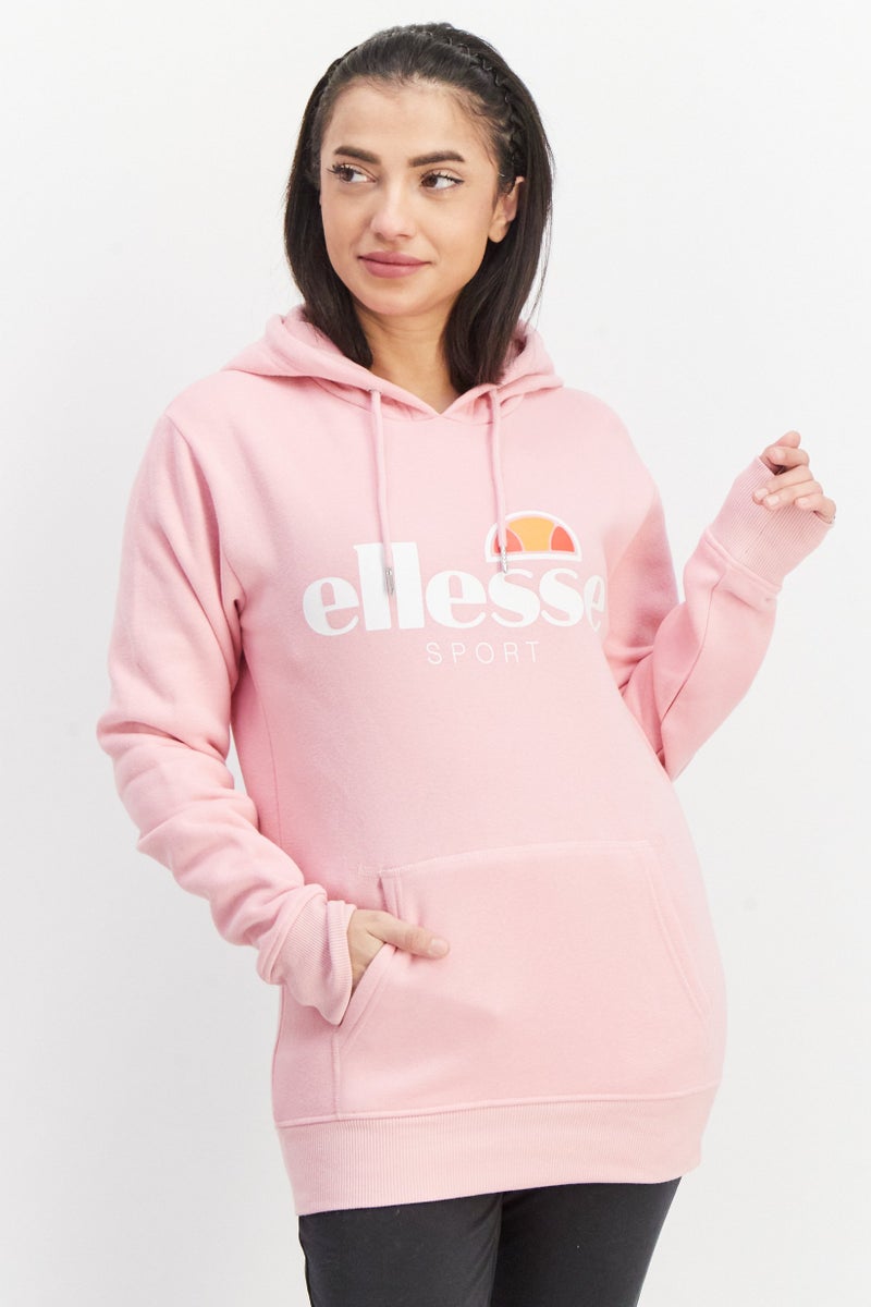 Ellesse Women Hood With Drawstrings Graphic Print Hoodies, Pink - Image 1