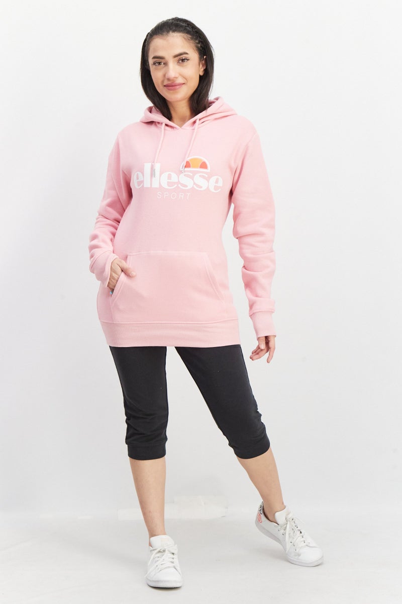 Ellesse Women Hood With Drawstrings Graphic Print Hoodies, Pink - Image 4