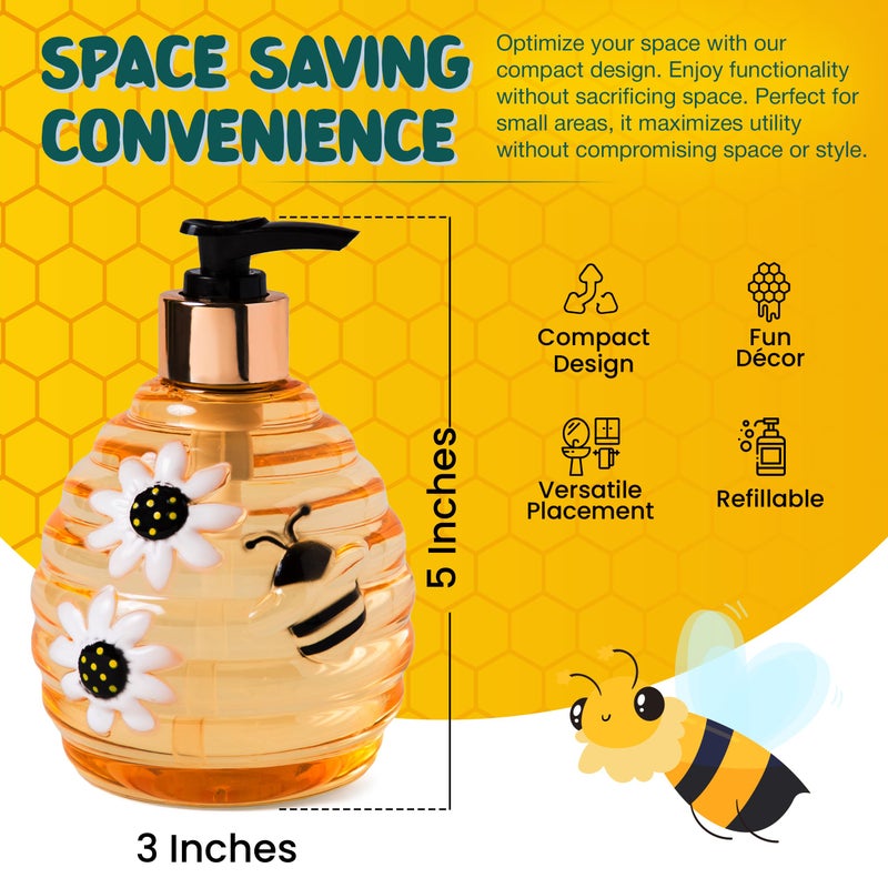 Simple Pleasures Beehive Sweet Honey Lemon Scented Liquid Hand Soap Dispenser - Plastic Novelty Decorative Refillable Hand Pump for Kitchen Countertops and Bathroom Sinks - Image 5