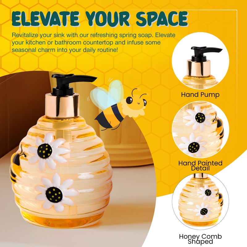 Simple Pleasures Beehive Sweet Honey Lemon Scented Liquid Hand Soap Dispenser - Plastic Novelty Decorative Refillable Hand Pump for Kitchen Countertops and Bathroom Sinks - Image 4