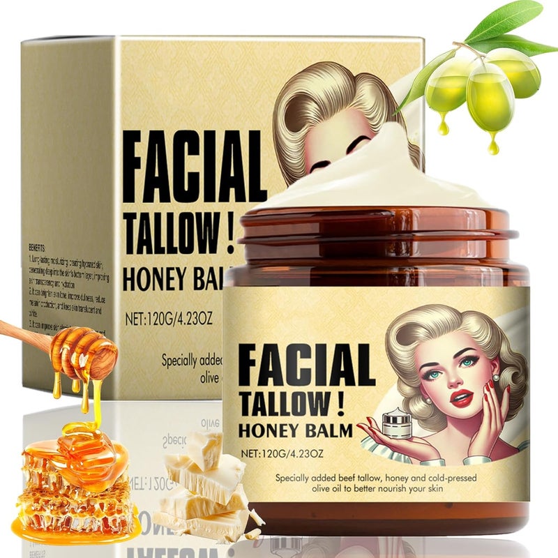 Loobexery Whipped Beef Tallow and Honey Balm Beef Tallow For Skin Care Beef Tallow Face Moisturizer Grass Fed Grass Finished Face Cream Organic Moisturizing Cream for Face  Body Lotion Skin Care