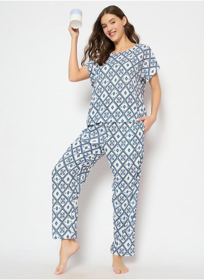 Printed Round Neck Top and Pyjama Set - pzsku/ZC703979D2FEAAA447421Z/45/1741120023/1decd5f7-7b02-4719-8f03-f7e9479543b6