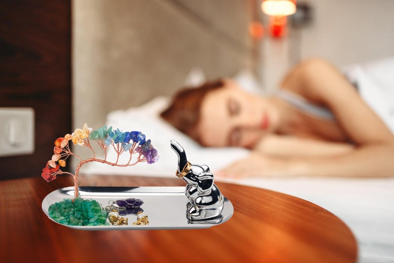 Carselage Elephant Ring Holder for Jewelry, Elephant Gifts for Women, Chakra Crystal Tree Ring Dish Earrings Box Organizer Trinket Tray, Living Room Bathroom Home Decoration, Mothers Day Mom Gifts - Image 2