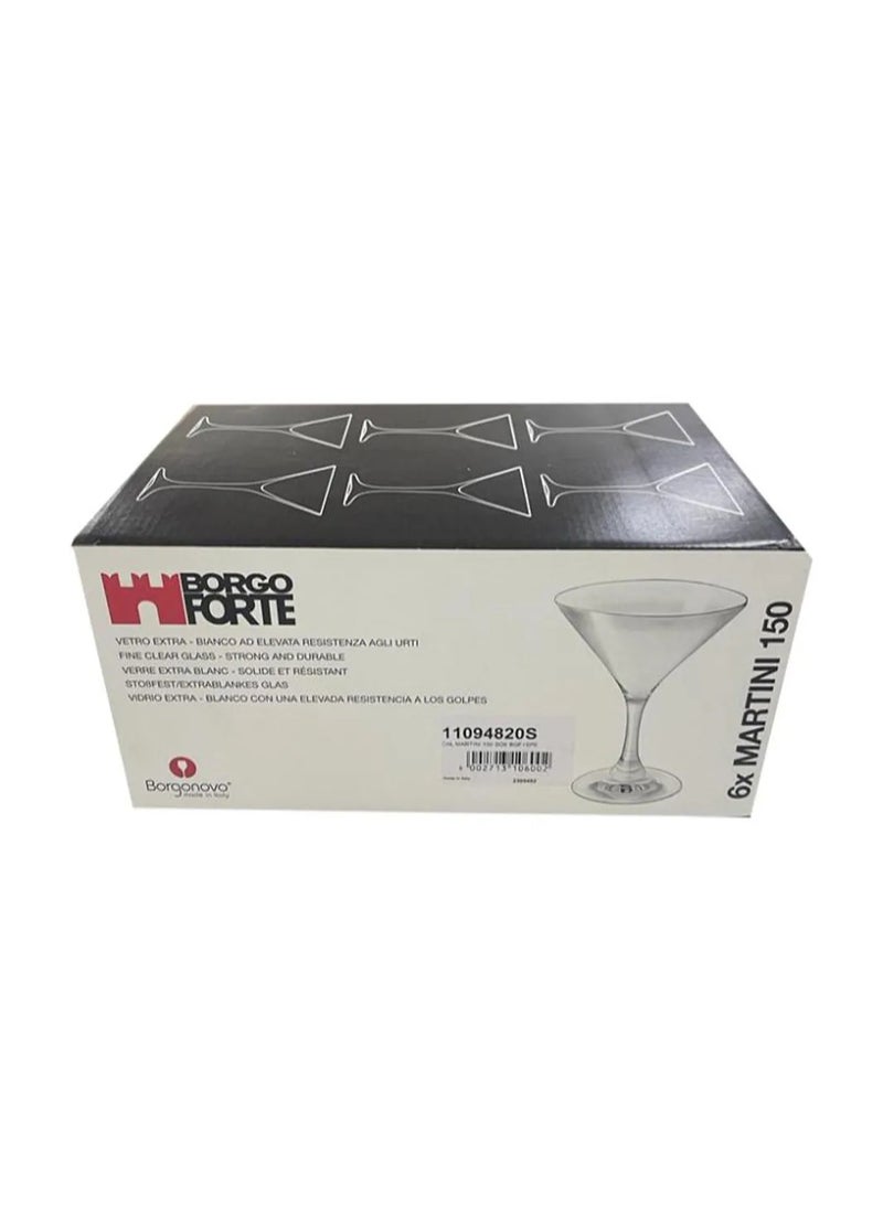 Borgonovo Cal.Martini 150ML Large Glass, Set Of 6