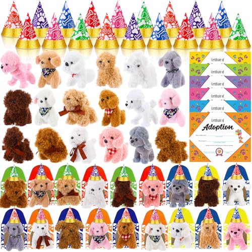 Gejoy 72 Pcs Adopt a Puppy Party Favors for Kids Puppy Themed Birthday Party Supplies Plush Dogs with Hats Adoption Certificates Boxes for Adopt a Pet Theme Boys Girls Birthday PartiesStylish Dog - Image 1