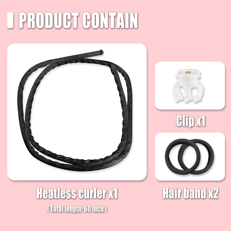 Pinkiou Heatless Curlers Overnight,Hair Curler to Sleep In, No Heat Hair Roller for Long & Short Hair, Heatless Curling Set with 2 Scrunchies (Black) - Image 4