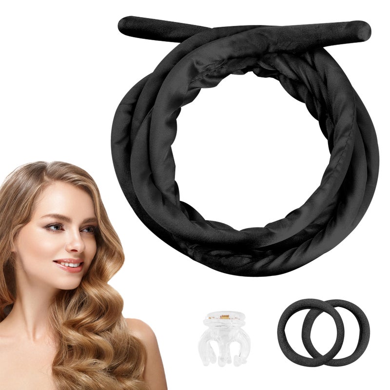 Pinkiou Heatless Curlers Overnight,Hair Curler to Sleep In, No Heat Hair Roller for Long & Short Hair, Heatless Curling Set with 2 Scrunchies (Black) - Image 1