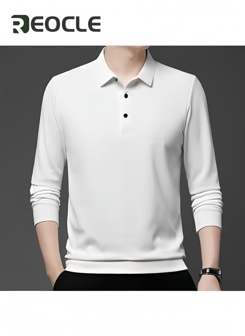 REOCLE - Men's Polo Shirts Long Sleeve Casual Solid Stylish Dry Fit Performance Designed Collared Golf Polo Shirts - Image 1