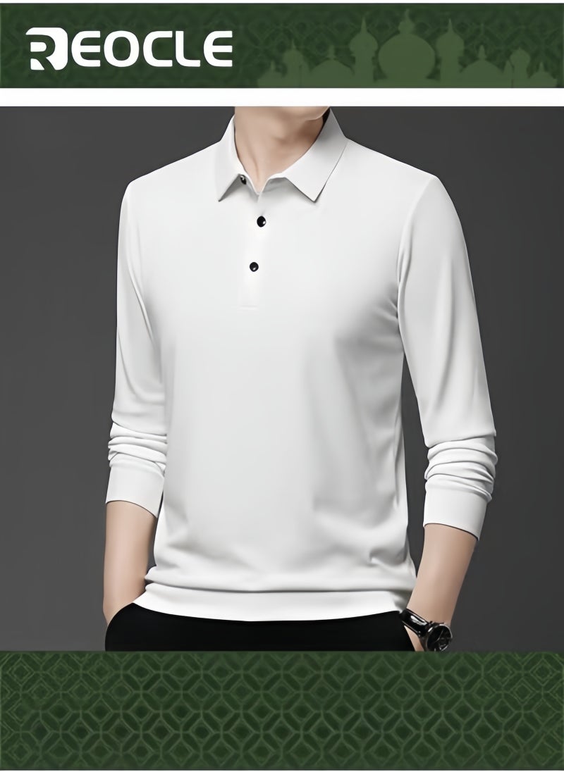 REOCLE - Men's Polo Shirts Long Sleeve Casual Solid Stylish Dry Fit Performance Designed Collared Golf Polo Shirts - Image 1
