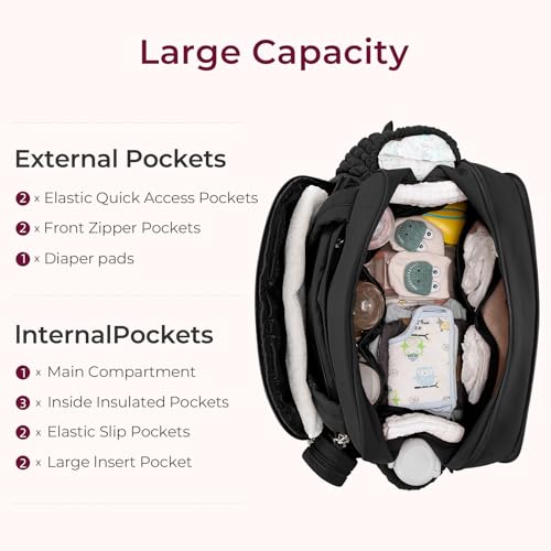 Telena Tote Diaper Bags, Travel Crossbody Large Capacity Hospital Bag for Women Labor Delivery with Pacifier Case Black - Image 4