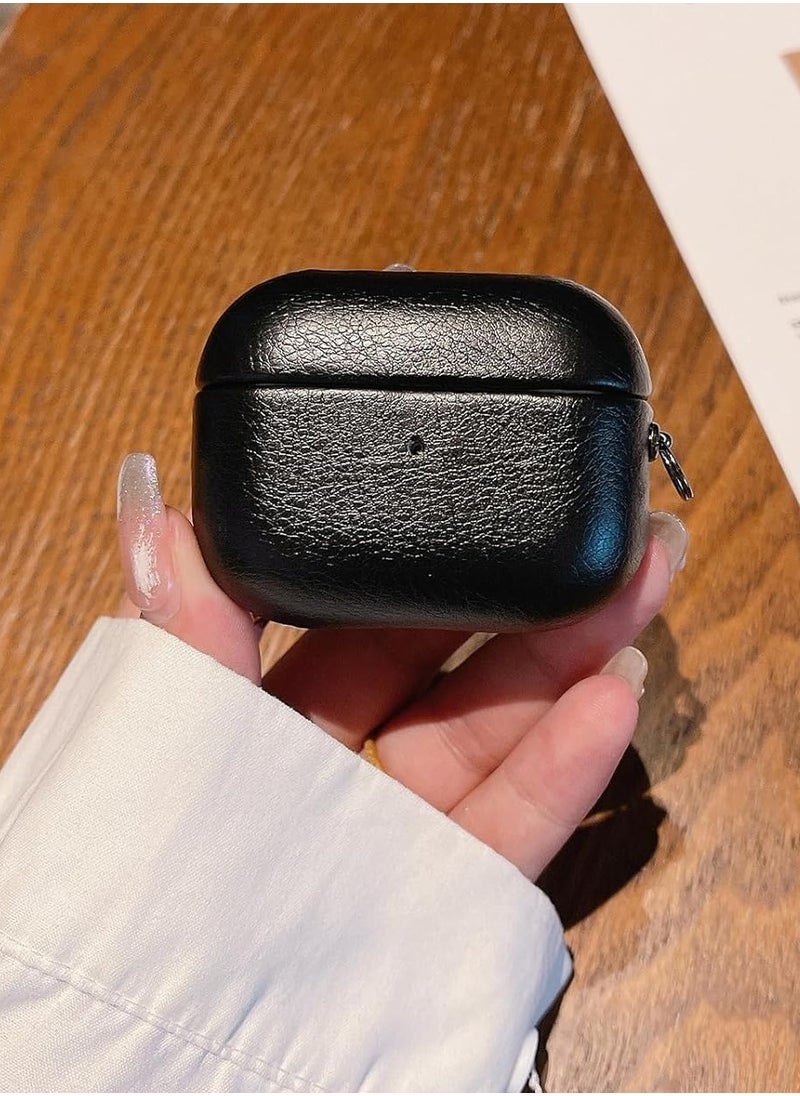 Generic - AirPods 4th Generation Case Leather Case, Compatible with AirPods 4 Gen (2024) (USB-C), Compatible with MagSafe, Drop Protection Cover with Lanyard, Orbit Hybrid Case, Black - Image 1