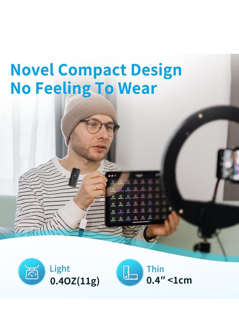 2 Pack Mini Wireless Lavalier Microphone with Charging Case - Professional Audio Quality, Noise Cancelling, 65ft Range, Dual-Channel for Vlogs & Podcasts, Compatible with Android & iPhone - Image 5