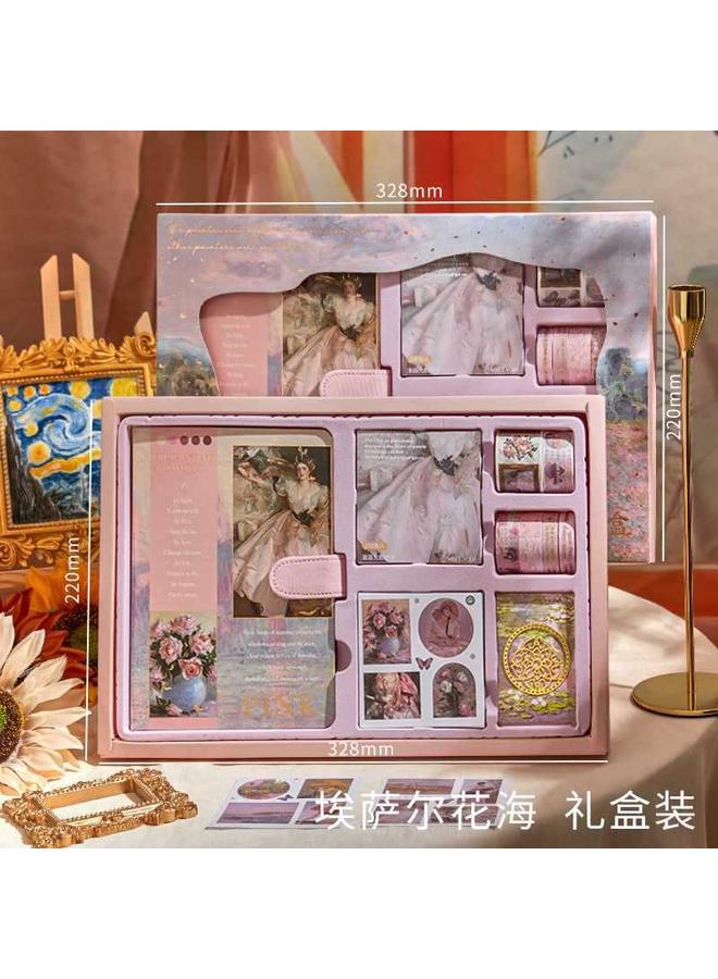 Bluejw | Oil Painting Hand Account Suit Gift Box High Color Value Book Simple Ins Student Hand Account Book Art Square Journal For Women - Image 1