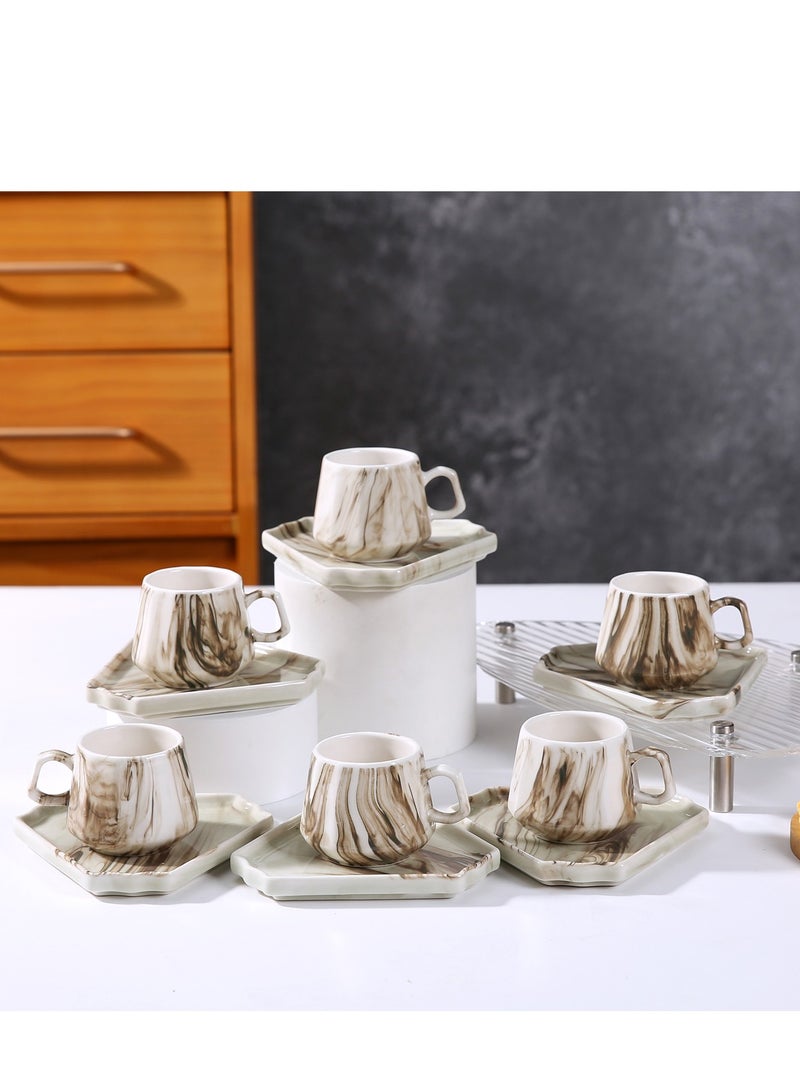 OASIS-TH 6 Sets Of Luxury Porcelain Turkish Coffee Cup Set Elegant Design Modern Espresso Cup Set Boutique Arabic Tea Cups Arabic Coffee Cup  - Image 1
