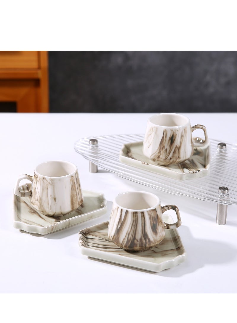 OASIS-TH 6 Sets Of Luxury Porcelain Turkish Coffee Cup Set Elegant Design Modern Espresso Cup Set Boutique Arabic Tea Cups Arabic Coffee Cup  - Image 2