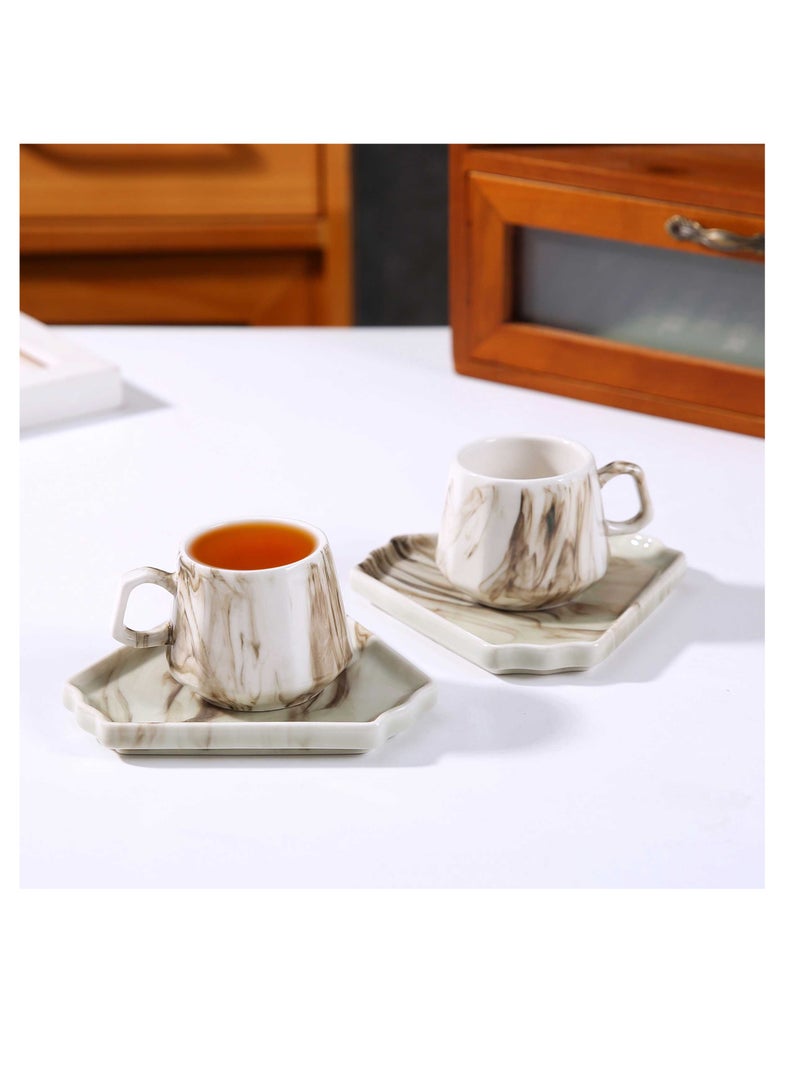 OASIS-TH 6 Sets Of Luxury Porcelain Turkish Coffee Cup Set Elegant Design Modern Espresso Cup Set Boutique Arabic Tea Cups Arabic Coffee Cup  - Image 3