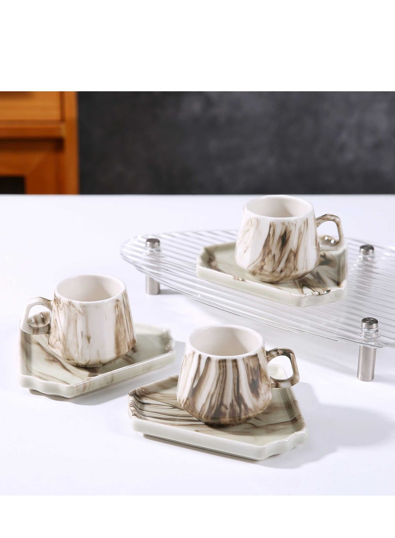 OASIS-TH 6 Sets Of Luxury Porcelain Turkish Coffee Cup Set Elegant Design Modern Espresso Cup Set Boutique Arabic Tea Cups Arabic Coffee Cup  - Image 5