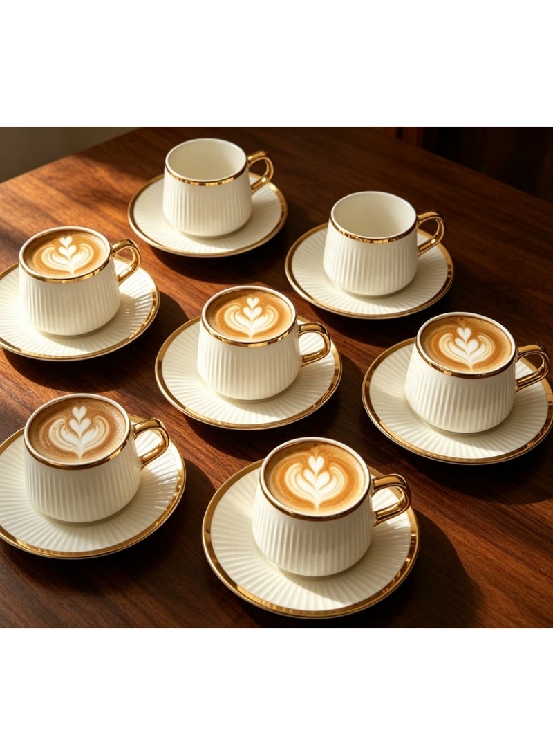 OASIS-TH 6 Sets Of Luxury Porcelain Turkish Coffee Cup Set Elegant Design Modern Espresso Cup Set Boutique Arabic Tea Cups Arabic Coffee Cup - Image 3
