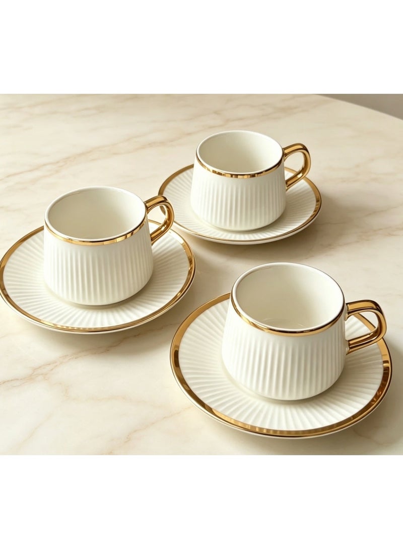 OASIS-TH 6 Sets Of Luxury Porcelain Turkish Coffee Cup Set Elegant Design Modern Espresso Cup Set Boutique Arabic Tea Cups Arabic Coffee Cup - Image 4