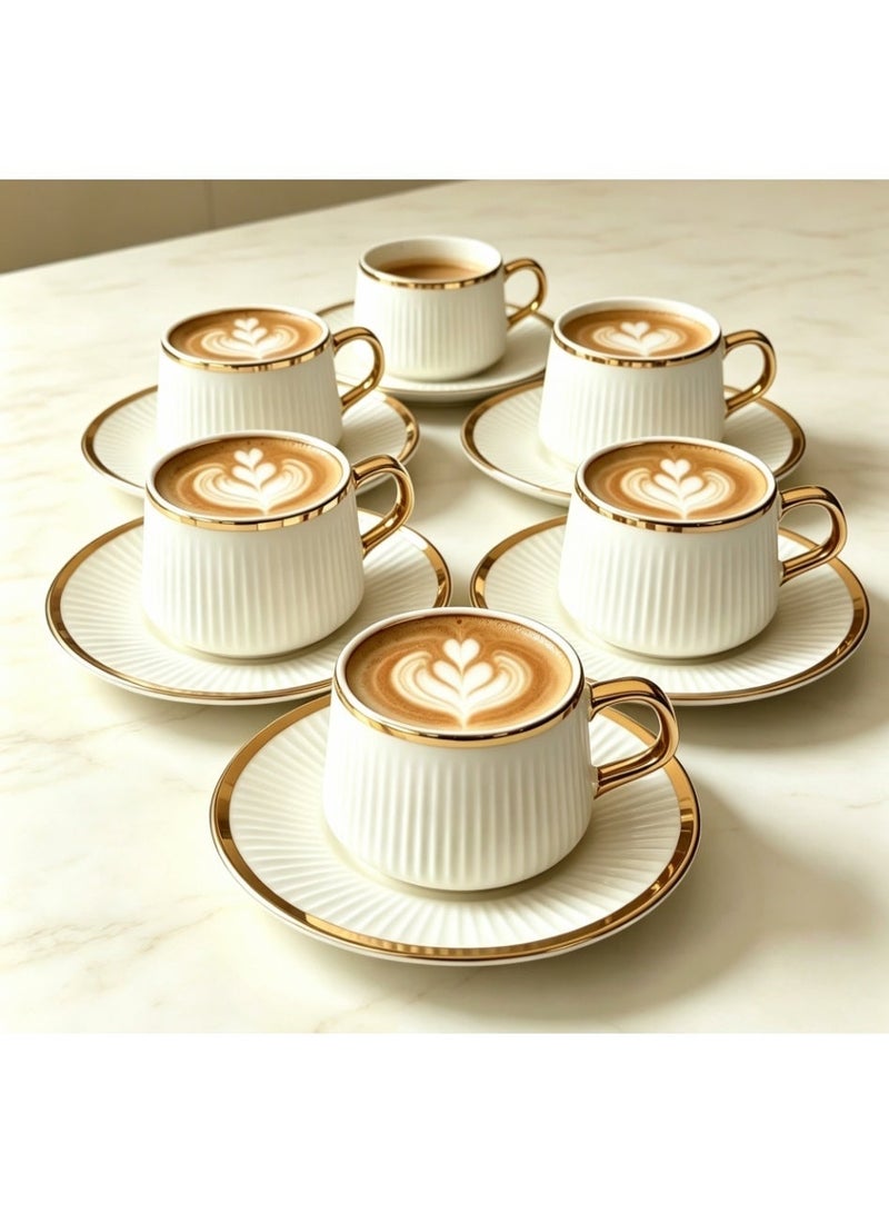 OASIS-TH 6 Sets Of Luxury Porcelain Turkish Coffee Cup Set Elegant Design Modern Espresso Cup Set Boutique Arabic Tea Cups Arabic Coffee Cup - Image 1