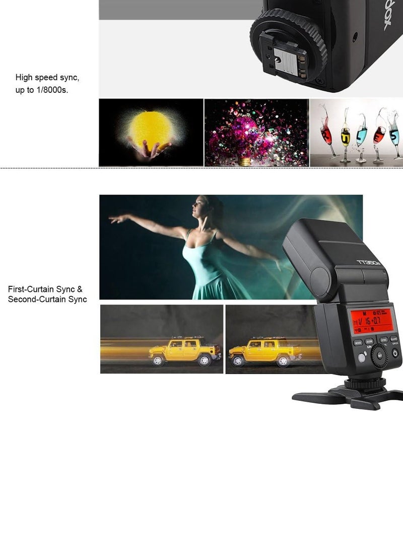 Godox TT350S Flash Speedlite for Sony Camera, 2.4G Wireless GN36 1/8000s HSS TTL Camera Flash Compatible for Sony Camera A7 A7R A7S A7-II A7-III A7R-II A7R-III A7S-II A6300 A6000 etc - Image 5