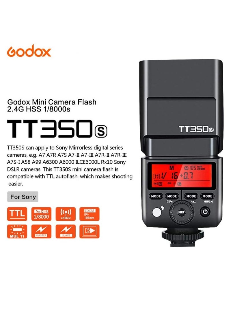 Godox TT350S Flash Speedlite for Sony Camera, 2.4G Wireless GN36 1/8000s HSS TTL Camera Flash Compatible for Sony Camera A7 A7R A7S A7-II A7-III A7R-II A7R-III A7S-II A6300 A6000 etc - Image 3