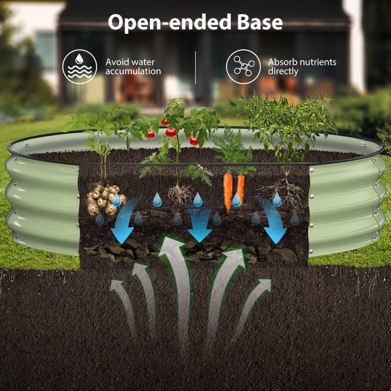 Winpull Raised Garden Bed Kit, 4x4x1 ft Round Galvanized Planter Box Outdoor with Safety Edging, Large Metal Raised Beds for Gardening Vegetables Flower Fruits (Avocado Green) - Image 4