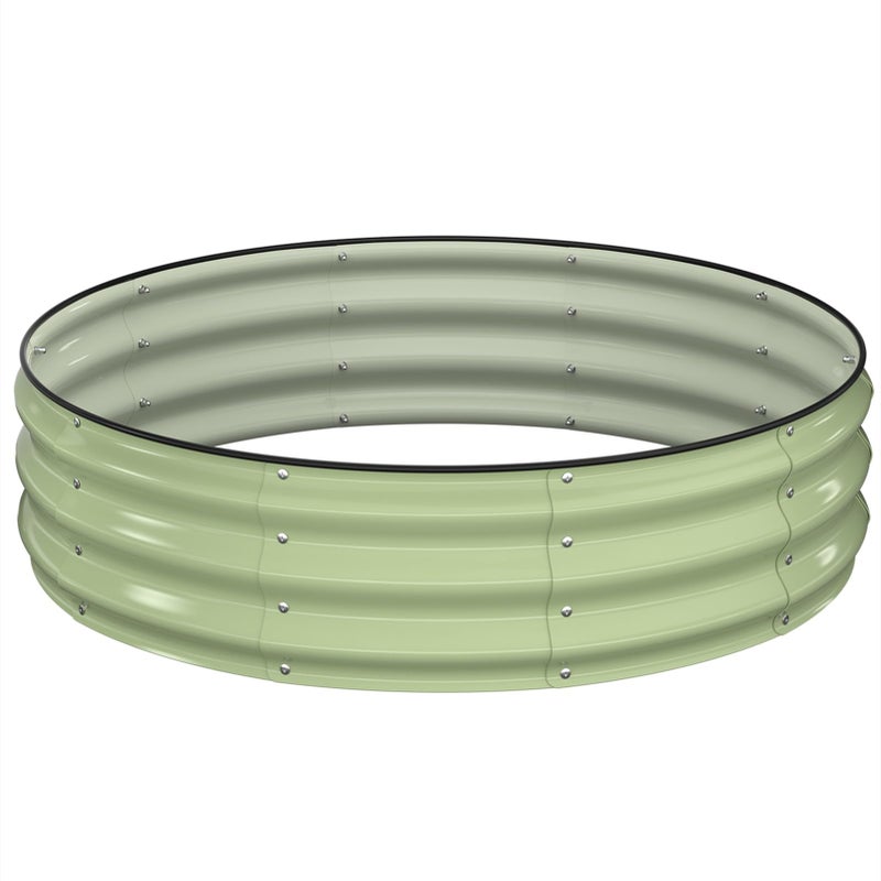 Winpull Raised Garden Bed Kit, 4x4x1 ft Round Galvanized Planter Box Outdoor with Safety Edging, Large Metal Raised Beds for Gardening Vegetables Flower Fruits (Avocado Green) - Image 1