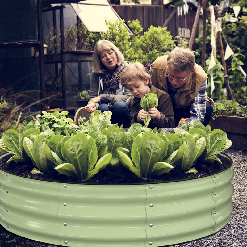 Winpull Raised Garden Bed Kit, 4x4x1 ft Round Galvanized Planter Box Outdoor with Safety Edging, Large Metal Raised Beds for Gardening Vegetables Flower Fruits (Avocado Green) - Image 5