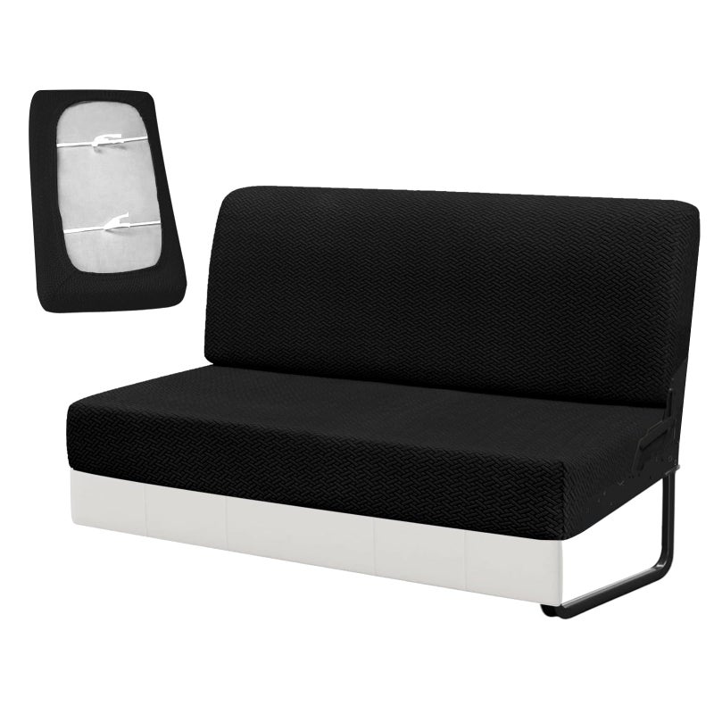 YUJIASH RV Couch Covers for Sofa Bed,2-Piece Backrest and Seat Slip Covers,for Jackknife Sofa,rv Furniture Cover(Black) - Image 1