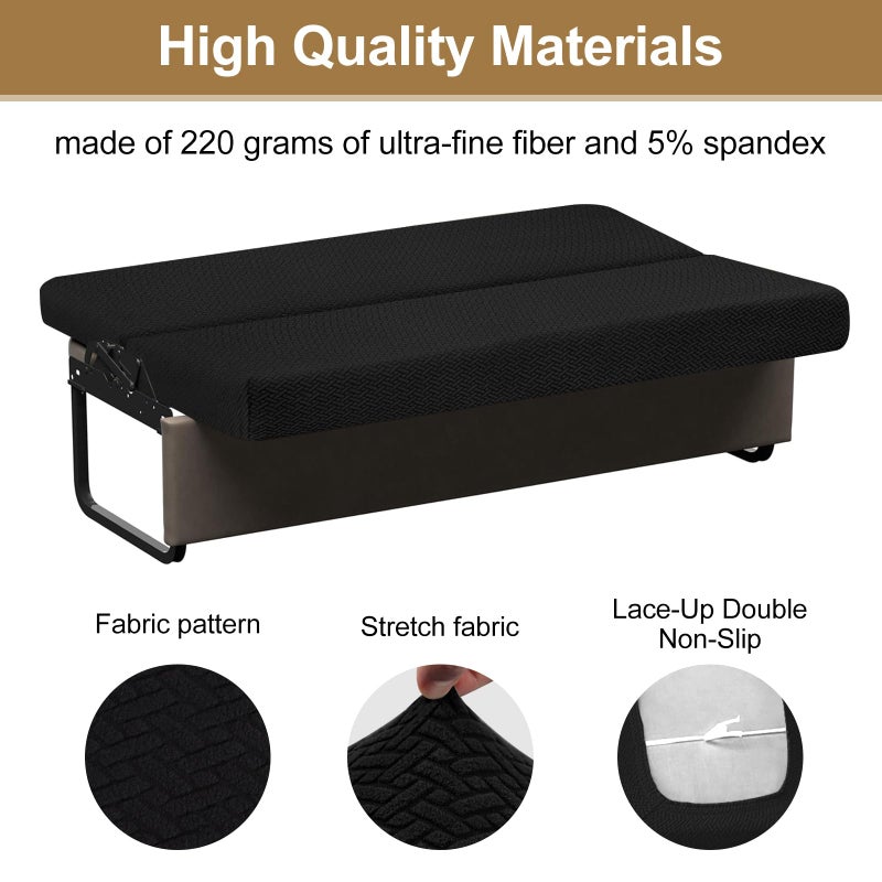 YUJIASH RV Couch Covers for Sofa Bed,2-Piece Backrest and Seat Slip Covers,for Jackknife Sofa,rv Furniture Cover(Black) - Image 5