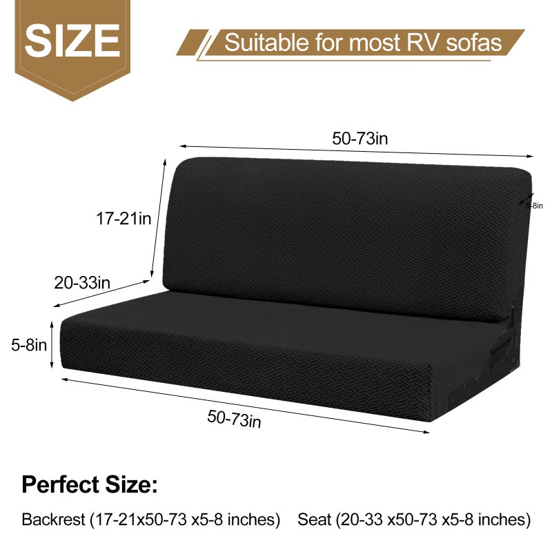 YUJIASH RV Couch Covers for Sofa Bed,2-Piece Backrest and Seat Slip Covers,for Jackknife Sofa,rv Furniture Cover(Black) - Image 3